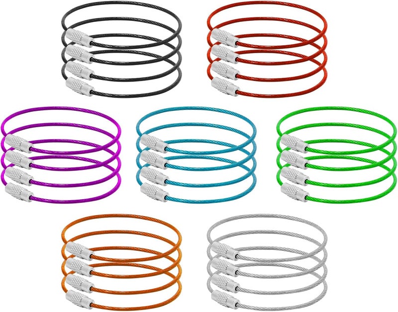 DFTOA 28 Pcs 6 Inch Keychain Accessories - Stainless Steel Wire Ring - Cable Loop Rings for Luggage Tags Loop - ID Tag Keepers - Car Keychain - Colorful - Image 1
